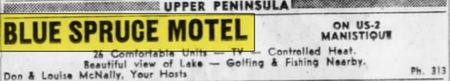 Blue Spruce Motel - Sept 1961 Ad